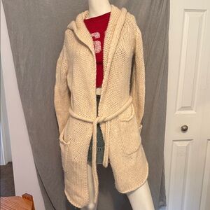 Cozy Cream Hooded Women's Sweater with Pockets & Belt. Create a bundle and save!